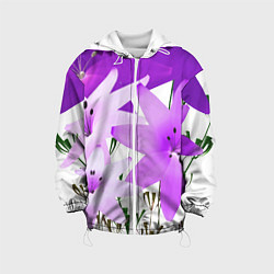Куртка с капюшоном детская Flowers purple light, цвет: 3D-белый