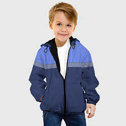 Куртка с капюшоном детская Серая полоса на синем, цвет: 3D-черный — фото 2