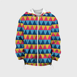 Куртка с капюшоном детская Калейдоскоп - цветные треугольники, цвет: 3D-белый