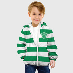Куртка с капюшоном детская ФК Ахмат на фоне бело зеленой формы, цвет: 3D-белый — фото 2