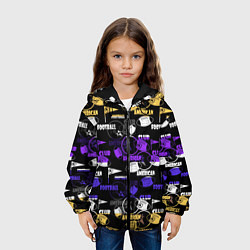Куртка с капюшоном детская Американский футбол паттерн, цвет: 3D-черный — фото 2