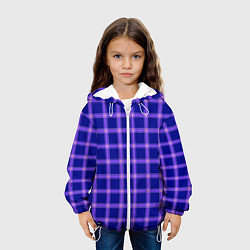 Куртка с капюшоном детская Фиолетовый клетчатый узор, цвет: 3D-белый — фото 2