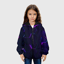 Куртка с капюшоном детская Фигурный фиолетовый фон, цвет: 3D-черный — фото 2