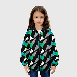 Куртка с капюшоном детская Разноцветные треугольники на черном фоне, цвет: 3D-черный — фото 2