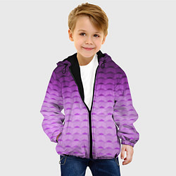 Куртка с капюшоном детская Фиолетово-розовый геометрический узор Градиент, цвет: 3D-черный — фото 2