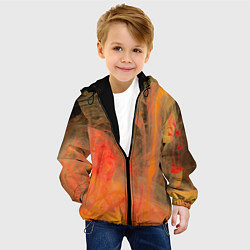 Куртка с капюшоном детская Абстрактное множество красок - Оранжевый, цвет: 3D-черный — фото 2
