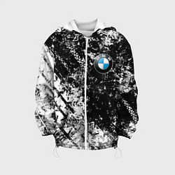 Куртка с капюшоном детская BMW : Испачканная ЧБ, цвет: 3D-белый