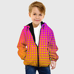 Куртка с капюшоном детская Желто-розовый градиент, цвет: 3D-черный — фото 2