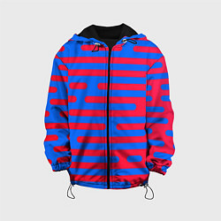 Куртка с капюшоном детская Красно-синие полосы, цвет: 3D-черный