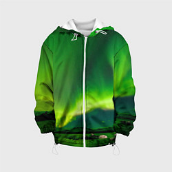 Детская куртка Абстрактное полярное сияние - Зелёный