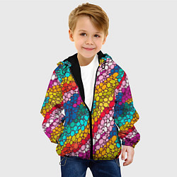Куртка с капюшоном детская Абстракция - радужное настроение, цвет: 3D-черный — фото 2