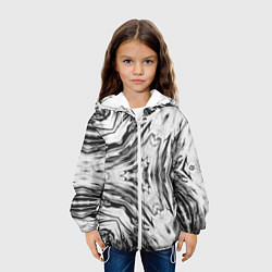 Куртка с капюшоном детская Черно-белый абстрактный узор Трио, цвет: 3D-белый — фото 2