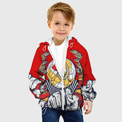 Куртка с капюшоном детская СССР серп и молот герб, цвет: 3D-белый — фото 2