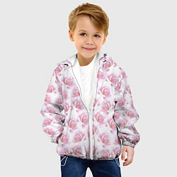 Куртка с капюшоном детская Нежные розы - паттерн, цвет: 3D-белый — фото 2