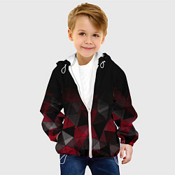 Куртка с капюшоном детская Черно-красный геометрический, цвет: 3D-белый — фото 2