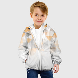Куртка с капюшоном детская Однотонный белый и желто-серый геометрический, цвет: 3D-белый — фото 2