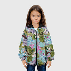 Куртка с капюшоном детская Цветы Цветущая Сирень, цвет: 3D-черный — фото 2