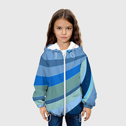 Куртка с капюшоном детская Сине-зеленые линии, цвет: 3D-белый — фото 2