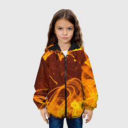Куртка с капюшоном детская Абстрактные языки пламени из красок, цвет: 3D-черный — фото 2