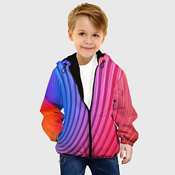 Куртка с капюшоном детская Оптическая иллюзия с линиями, цвет: 3D-черный — фото 2