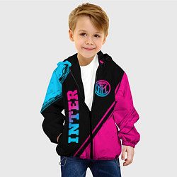 Куртка с капюшоном детская Inter - neon gradient: символ и надпись вертикальн, цвет: 3D-черный — фото 2
