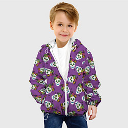 Куртка с капюшоном детская Сахарные черепа на фиолетовом паттерн, цвет: 3D-белый — фото 2