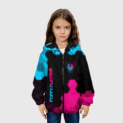 Куртка с капюшоном детская Poppy Playtime - neon gradient: символ и надпись в, цвет: 3D-черный — фото 2