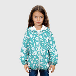 Куртка с капюшоном детская Нежный цветочный паттерн, цвет: 3D-белый — фото 2