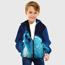 Куртка с капюшоном детская Волк воет ну зимнее ночное небо, цвет: 3D-черный — фото 2