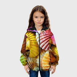 Куртка с капюшоном детская Разноцветные створки океанских раковин, цвет: 3D-черный — фото 2