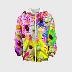 Куртка с капюшоном детская Вкусные Мороженки, цвет: 3D-белый