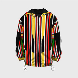 Куртка с капюшоном детская Геометрические цветные фигуры полосы geometry, цвет: 3D-черный