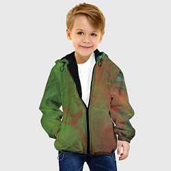 Куртка с капюшоном детская Зелёные и красные волны красок, цвет: 3D-черный — фото 2