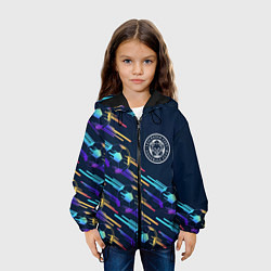 Куртка с капюшоном детская Leicester City градиентные мячи, цвет: 3D-черный — фото 2