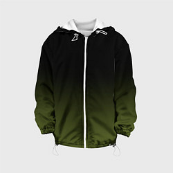 Куртка с капюшоном детская Черный и хвойный зеленый градиент, цвет: 3D-белый