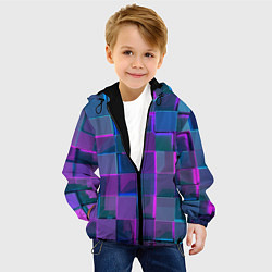 Куртка с капюшоном детская Неоновый киберпанк кубизм, цвет: 3D-черный — фото 2