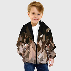 Куртка с капюшоном детская Abstract mosaic pattern brown and black, цвет: 3D-черный — фото 2