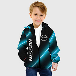 Куртка с капюшоном детская Nissan неоновые лампы, цвет: 3D-черный — фото 2