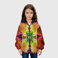 Куртка с капюшоном детская Яркий фрактальный узор, цвет: 3D-черный — фото 2