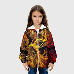 Куртка с капюшоном детская Фрактальные перья, цвет: 3D-белый — фото 2