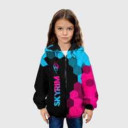 Куртка с капюшоном детская Skyrim - neon gradient: по-вертикали, цвет: 3D-черный — фото 2