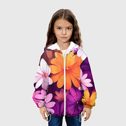 Куртка с капюшоном детская Яркие фанстастические цветы, цвет: 3D-белый — фото 2