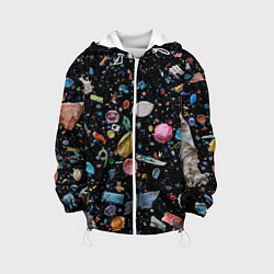Куртка с капюшоном детская Космический мусор, цвет: 3D-белый