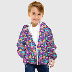 Куртка с капюшоном детская Человечки с наушниками, цвет: 3D-белый — фото 2