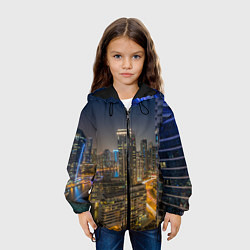 Куртка с капюшоном детская Ночной красочный город, цвет: 3D-черный — фото 2