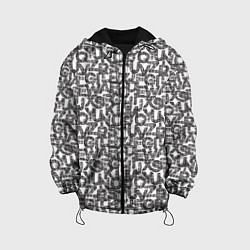 Куртка с капюшоном детская Алфавит гранж, цвет: 3D-черный