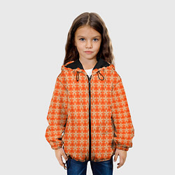 Куртка с капюшоном детская Цветочки на оранжевом фоне, цвет: 3D-черный — фото 2