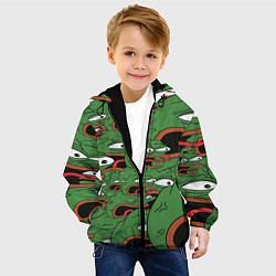 Куртка с капюшоном детская Пепе лягушка, цвет: 3D-черный — фото 2