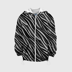 Куртка с капюшоном детская Полосатый черно-серый узор Зебра, цвет: 3D-белый