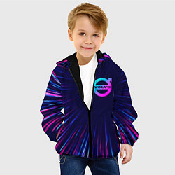 Куртка с капюшоном детская Volvo neon speed lines, цвет: 3D-черный — фото 2